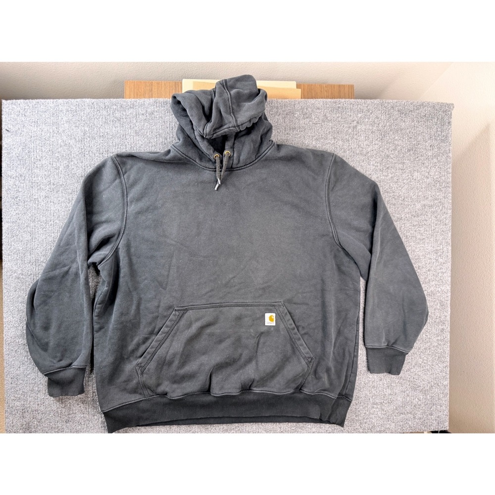 Carhartt Rain Defender Hoodie Mens 2XL Black Heavyweight Workwear Pullover Stain